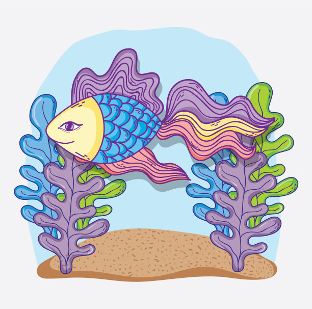 水生鱼类和热带植物图片下载