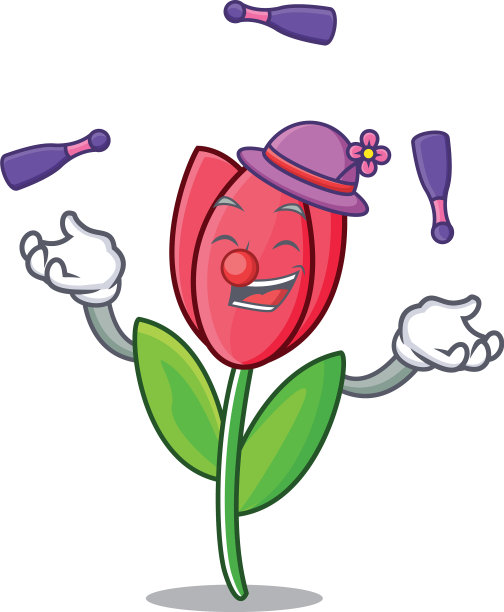 杂耍郁金香吉祥物卡通风格图片下载