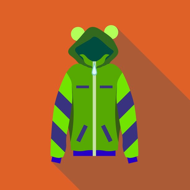 女人绿色帽衫图标平风格图片下载