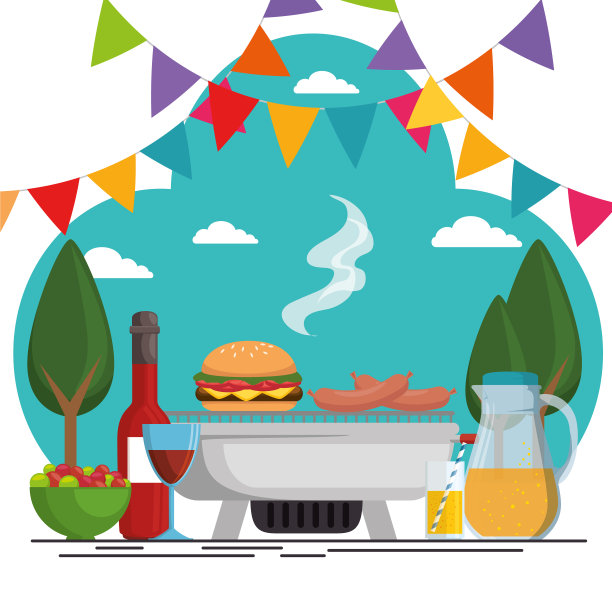 彩色野餐派对海报图片下载