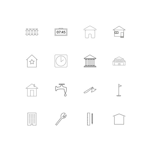建筑和建筑线性薄图标集图片下载