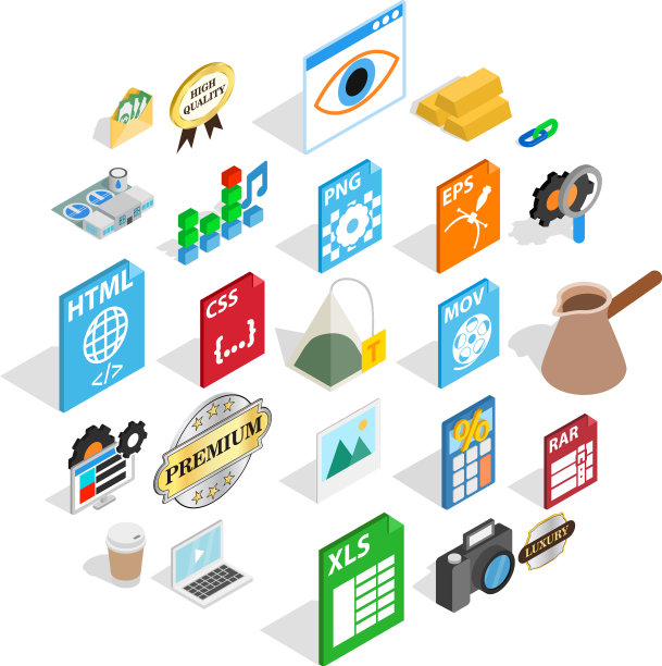 共同工作的图标设置等距样式图片下载