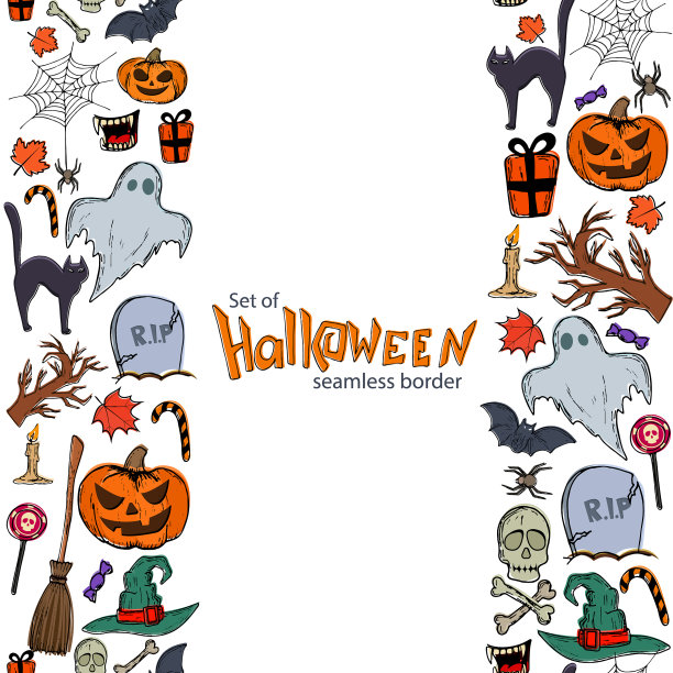 垂直无缝边界的万圣节图标图片下载