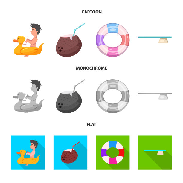 孤立对象的游泳池和游泳标志集图片下载