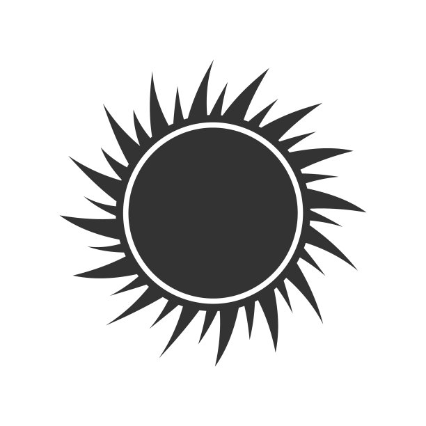 白色背景上的深色天气太阳图标图片下载