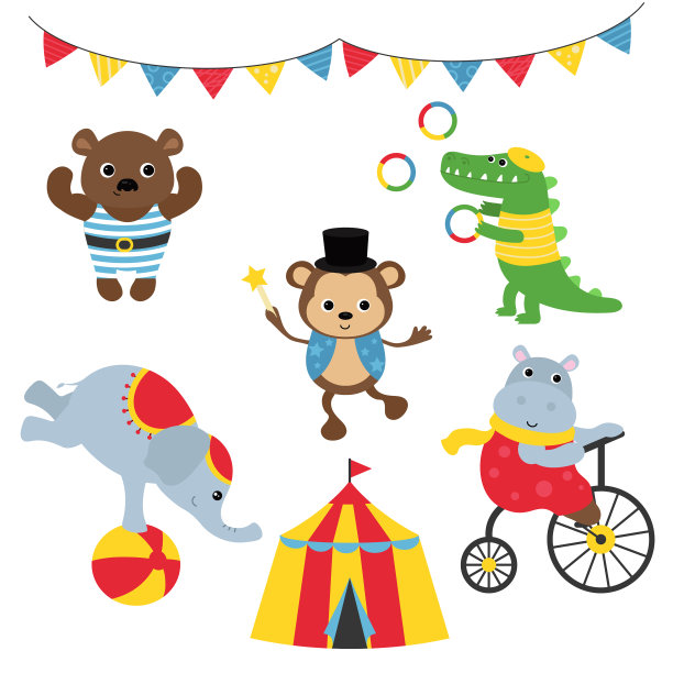 一组马戏团动物一组马戏团动物图片下载