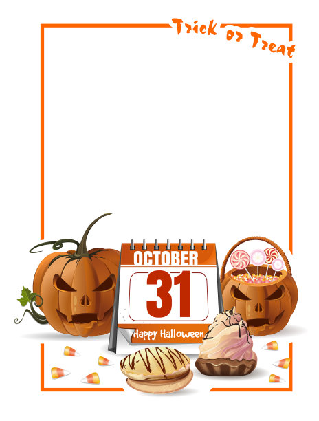 万圣节设计与日历和杰克o灯笼图片下载