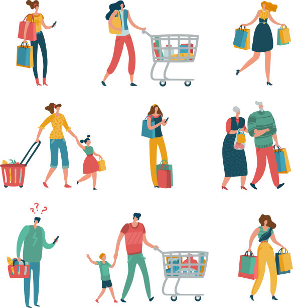 购物的人，人，商店，家庭篮子购物车图片下载