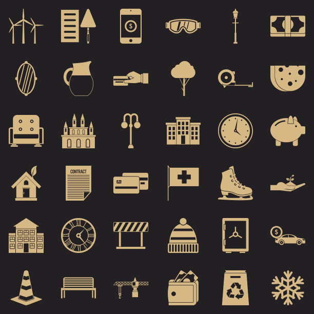 大别墅图标设置简单的风格图片下载