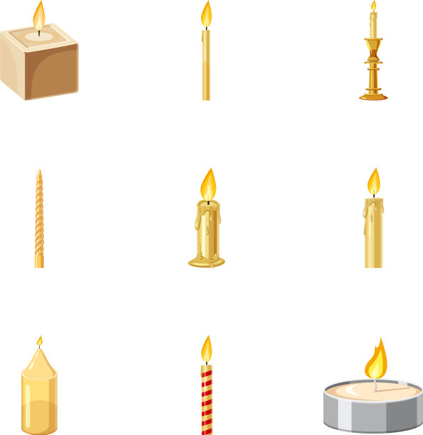 石蜡蜡烛图标设置卡通风格图片下载