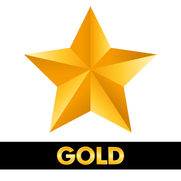 金色的星星3d闪亮的金属隔离在白色图片下载