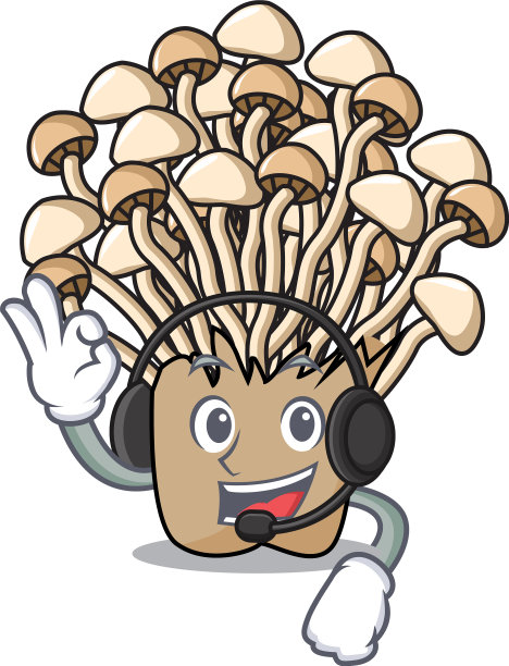 带耳机的蘑菇卡通吉祥物图片下载