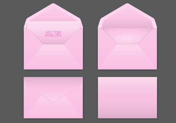 现实的粉色信封设置在灰色图片下载