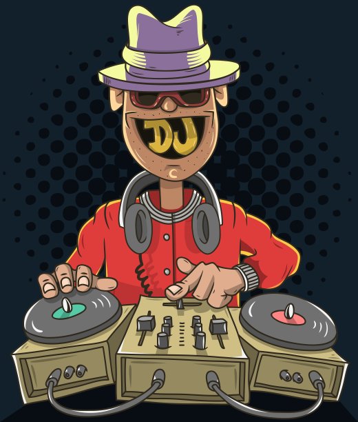 夜总会Dj在一个声音混音器上播放音乐图片下载