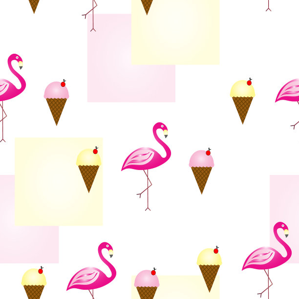 火烈鸟和冰淇淋的无缝图案图片下载