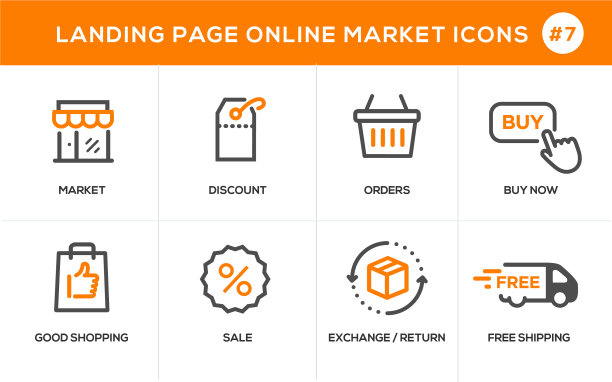 平面线设计概念图标用于网上购物图片下载