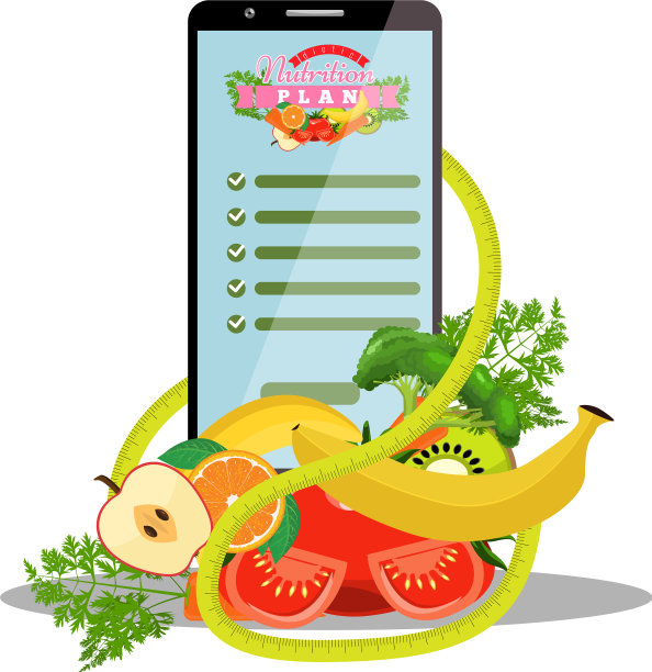 屏幕上有节食计划的智能手机图片下载