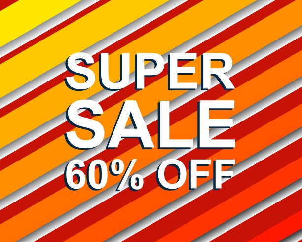 红色条纹的销售海报与超级销售百分之六十图片下载