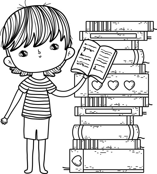 快乐的小男孩读书图片下载