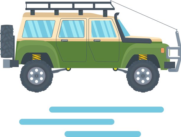 泥胎和车顶架的越野车图片下载