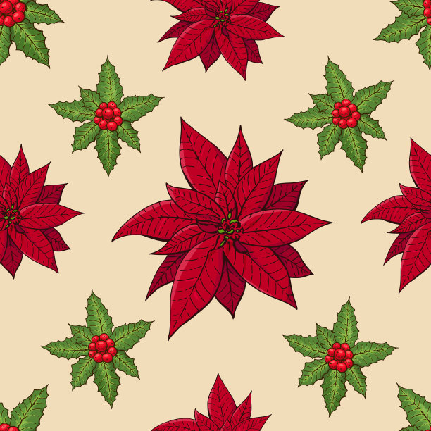 与传统家居植物无缝模式图片下载