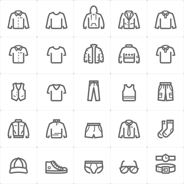 迷你图标集 - 服装男人图标粗线风格图片下载
