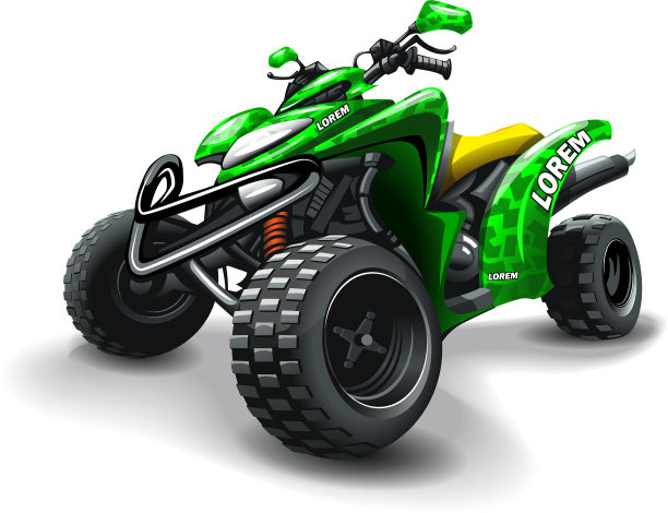 白色上有迷彩污渍的四轮摩托车图片下载