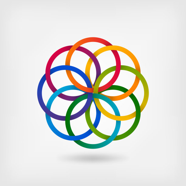交错的彩色环，花的象征图片下载
