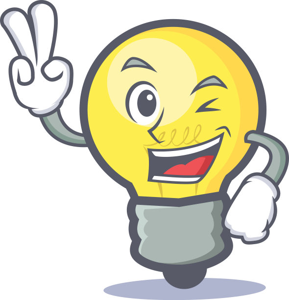 两个手指灯泡人物卡通图片下载