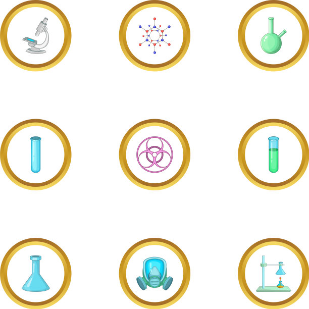 危险研究图标设置卡通风格图片下载