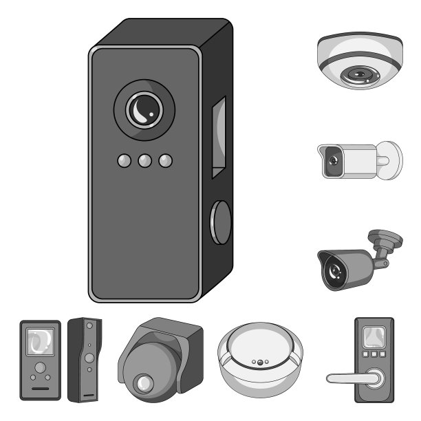 闭路电视和摄像标志的孤立对象图片下载