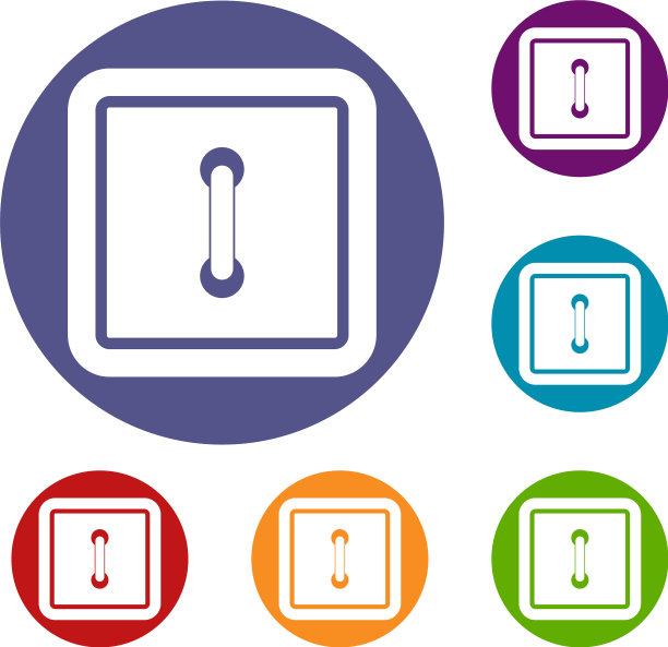 缝制方形按钮图标集图片下载