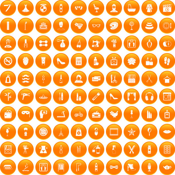 100美妆图标设置橙色图片下载