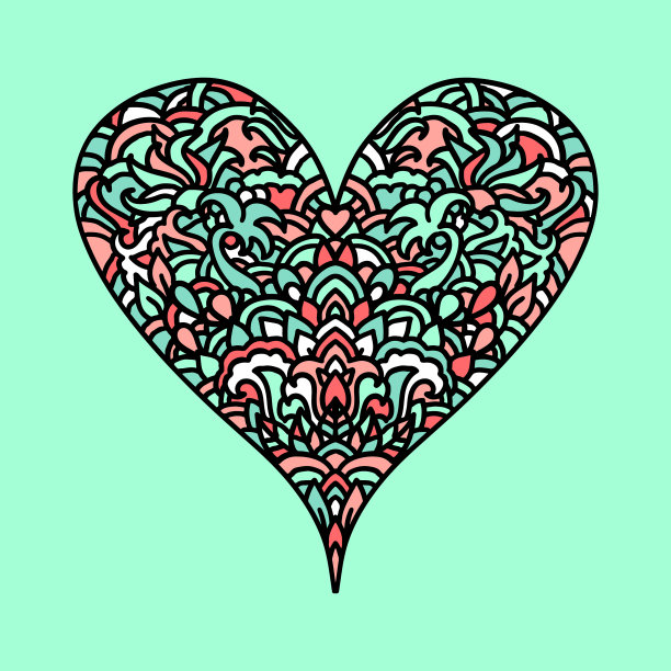 手绘zantangle心曼荼罗风格设计图片下载