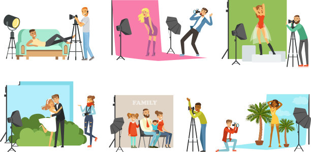 摄影师给不同的人拍照图片下载