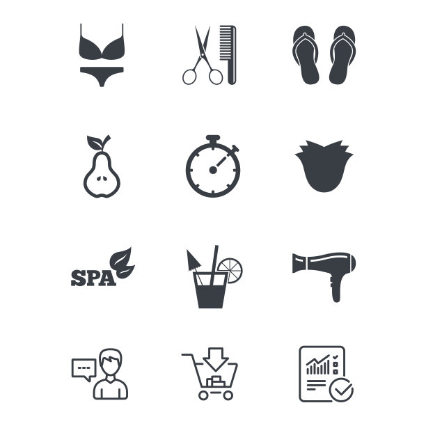 美发师水疗图标饮食鸡尾酒标志图片下载