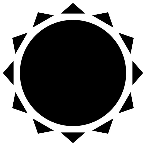 日冕太阳简约几何剪贴画图片下载