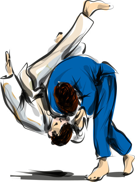 色彩线速写格斗柔道图片下载