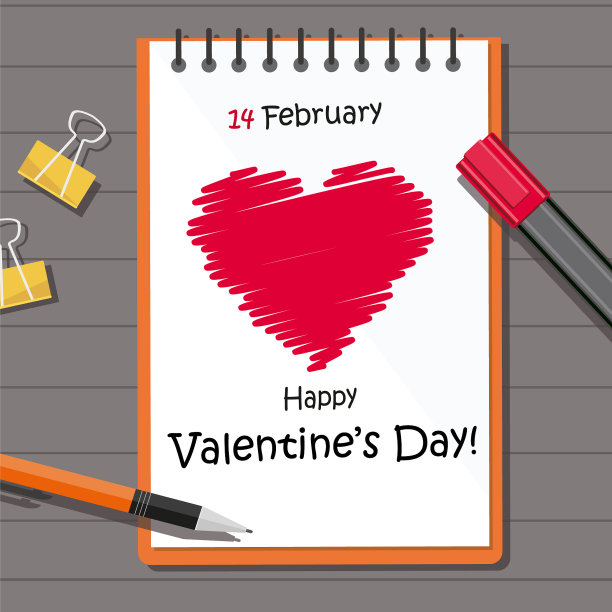 情人节派对上的红心记事本图片下载