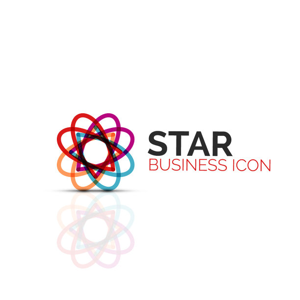 抽象的花朵或星星极简的线性图标图片下载