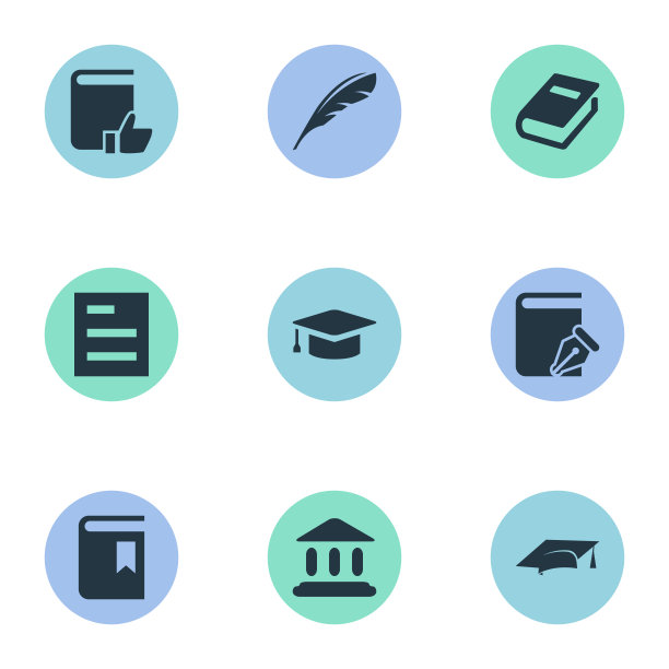 一组简单的教育图标图片下载