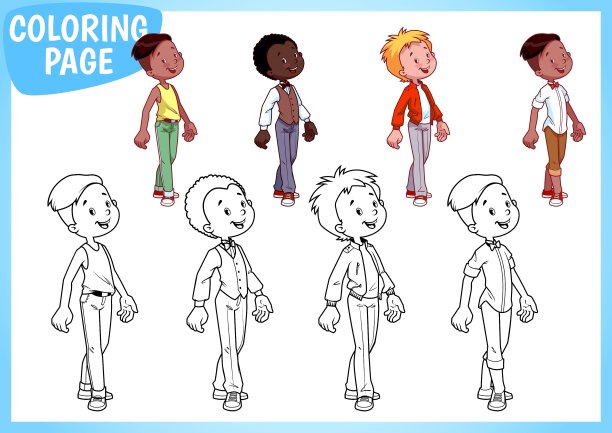 四个穿着时髦衣服的男孩图片下载