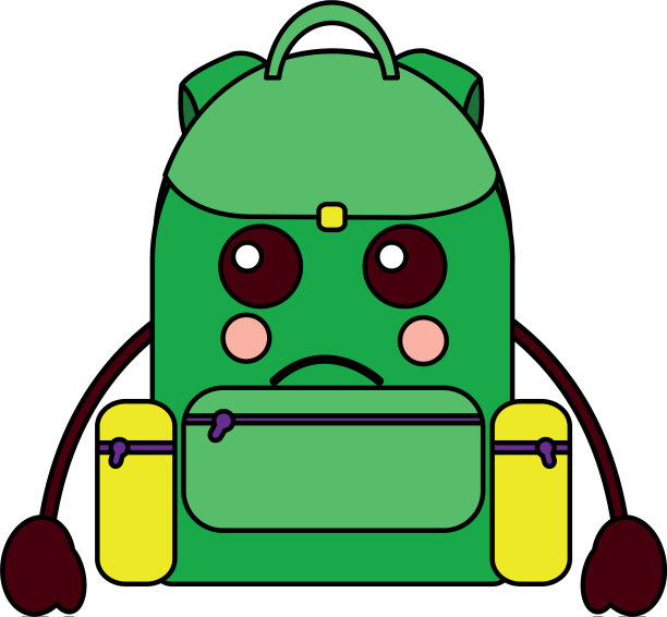 悲伤的背包学校用品卡哇伊图标形象图片下载