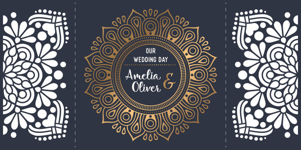 婚礼贺卡激光切割模板图片下载