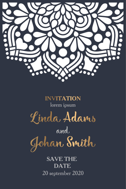 婚礼贺卡激光切割模板图片下载