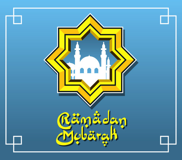 清真寺剪影在多边形框架图片下载