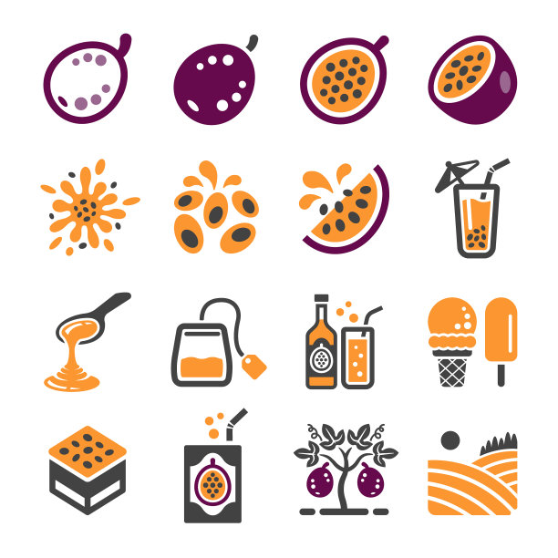 百香果图标套装图片下载