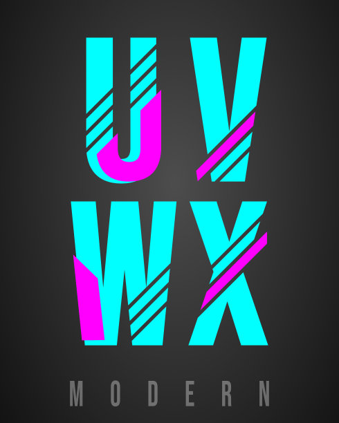 字母字体现代设计一套字母u v w图片下载