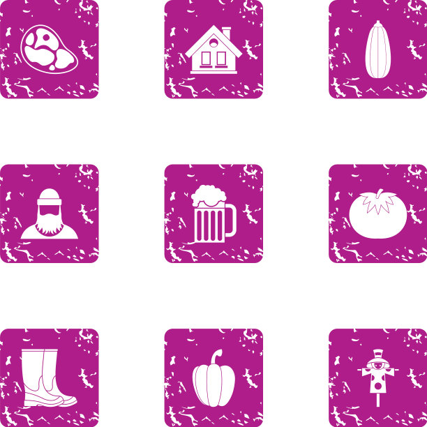 健康食品图标设置垃圾摇滚风格图片下载