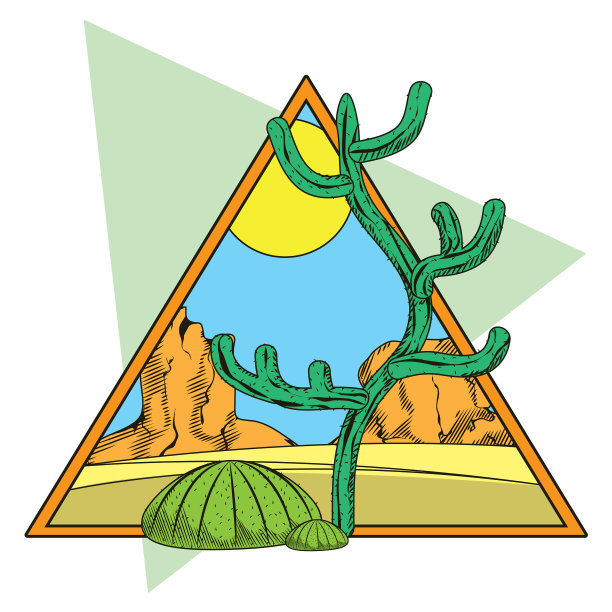 沙漠卡通三角框图片下载